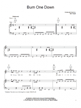 page one of Burn One Down (Piano, Vocal & Guitar Chords (Right-Hand Melody))