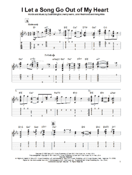page one of I Let A Song Go Out Of My Heart (Solo Guitar)