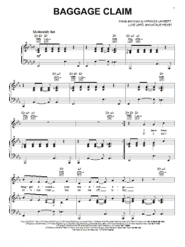 page one of Baggage Claim (Piano, Vocal & Guitar Chords (Right-Hand Melody))