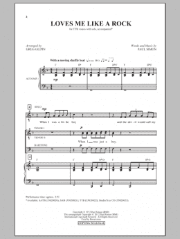 page one of Loves Me Like A Rock (arr. Greg Gilpin) (TTBB Choir)