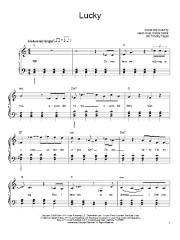 page one of Lucky (Easy Piano)