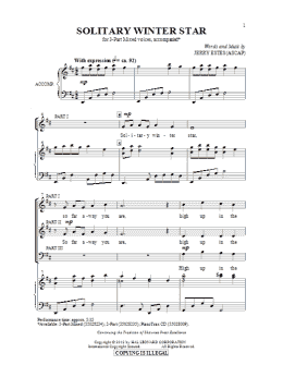 page one of Solitary Winter Star (3-Part Mixed Choir)