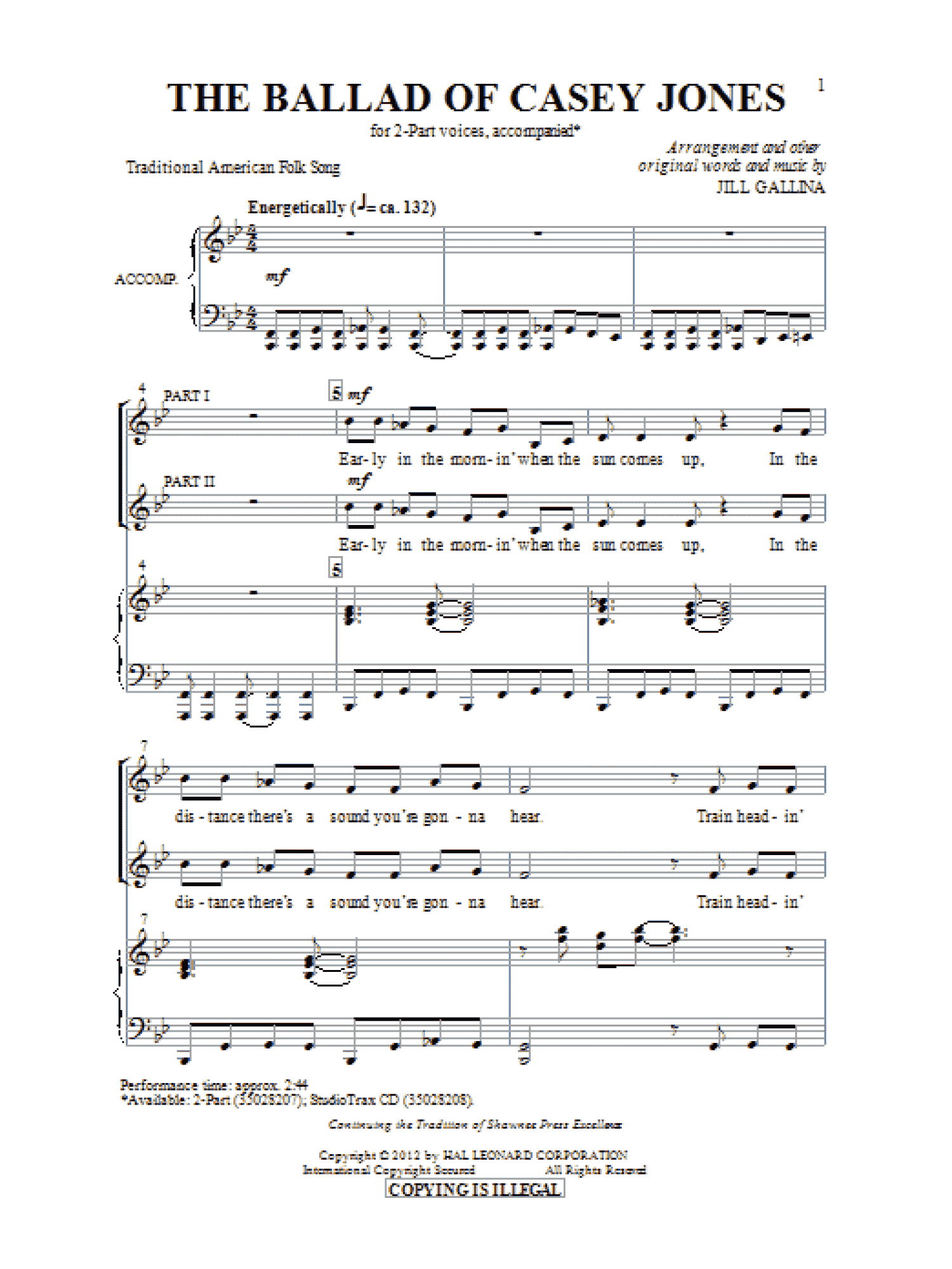 Ballad Of Casey Jones (2-Part Choir)