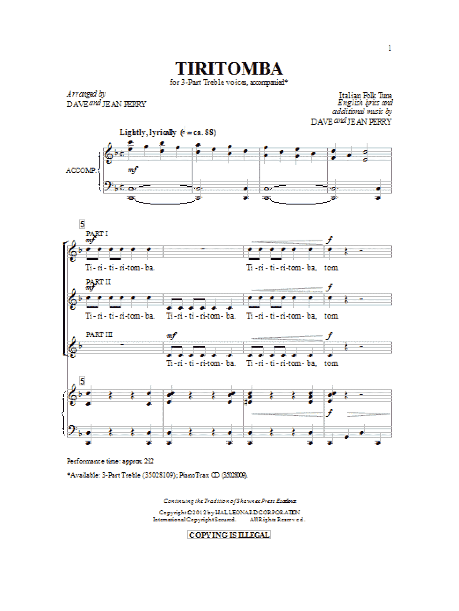 Tiritomba (3-Part Treble Choir)