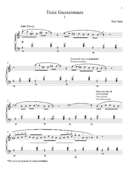 page one of Gnossienne No. 3 (Piano Solo)