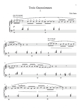 page one of Gnossienne No. 2 (Piano Solo)