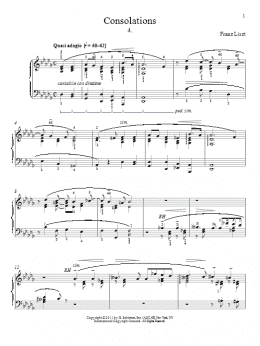 page one of Consolation No. 4 (Piano Solo)