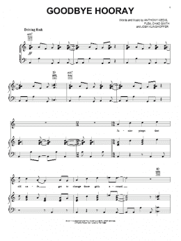 page one of Goodbye Hooray (Piano, Vocal & Guitar Chords (Right-Hand Melody))