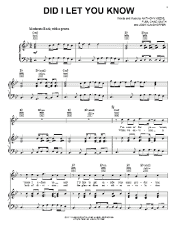 page one of Did I Let You Know (Piano, Vocal & Guitar Chords (Right-Hand Melody))