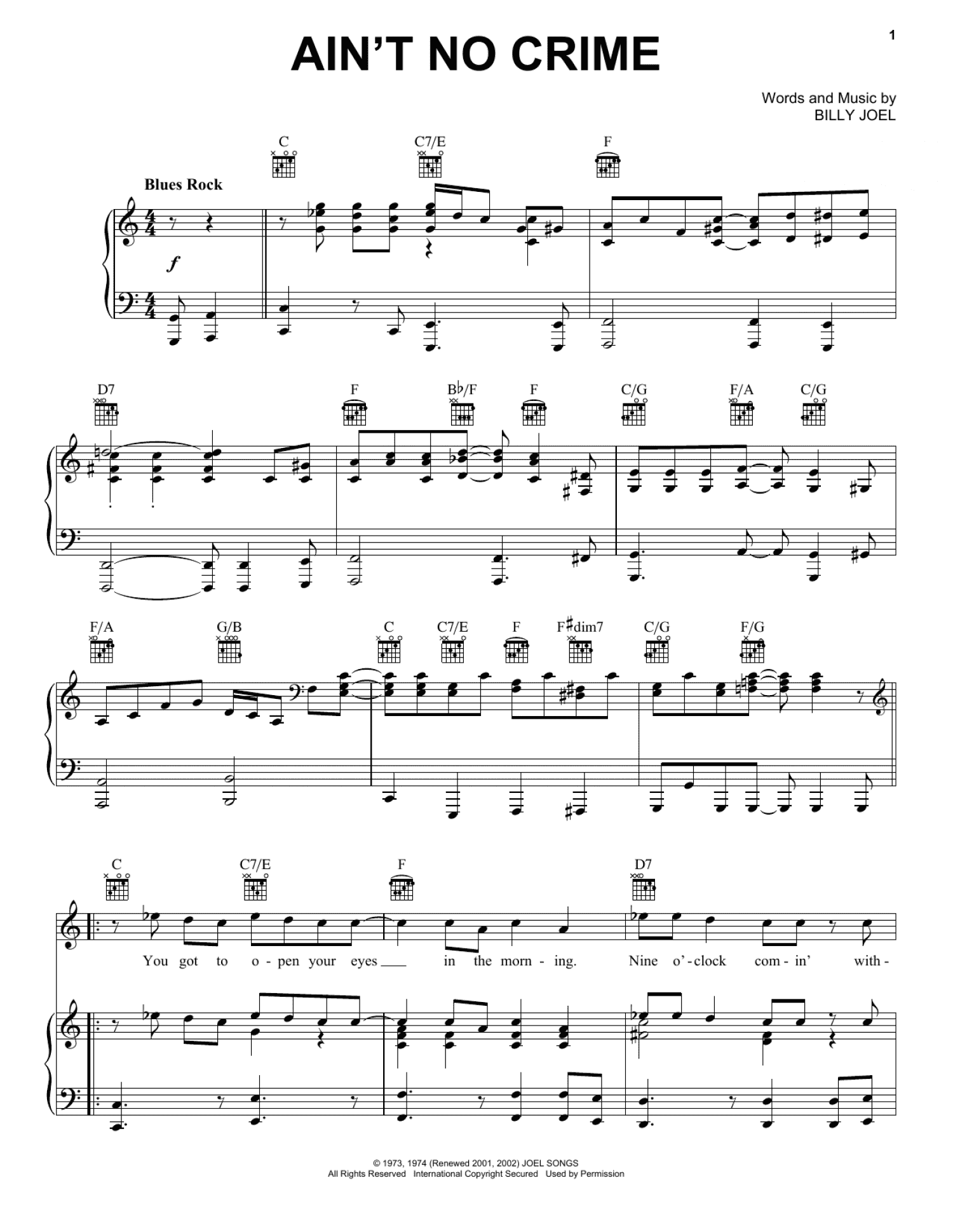 Ain't No Crime (Piano, Vocal & Guitar Chords (Right-Hand Melody))