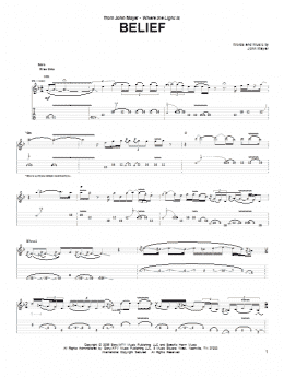 page one of Belief (Guitar Tab)
