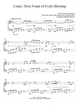 page one of Come, Thou Fount Of Every Blessing (Educational Piano)