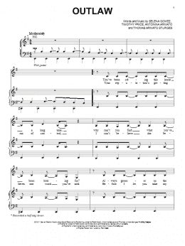 page one of Outlaw (Piano, Vocal & Guitar Chords (Right-Hand Melody))