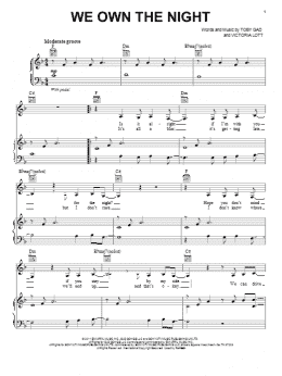 page one of We Own The Night (Piano, Vocal & Guitar Chords (Right-Hand Melody))