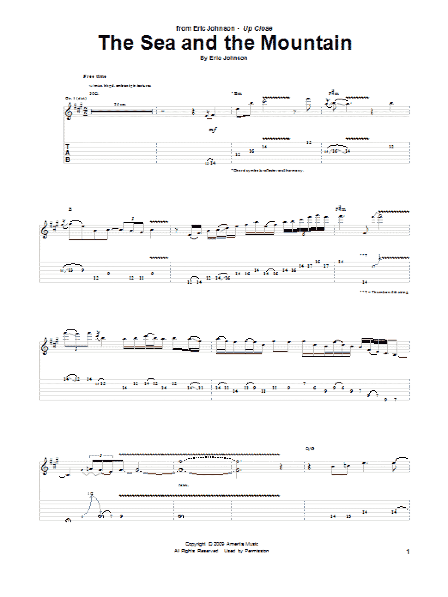 The Sea And The Mountain (Guitar Tab)