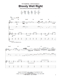 page one of Bloody Well Right (Guitar Tab)