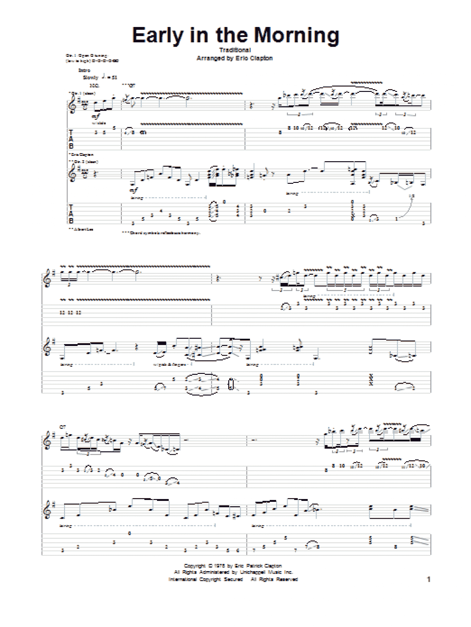 Early In The Morning (Guitar Tab)