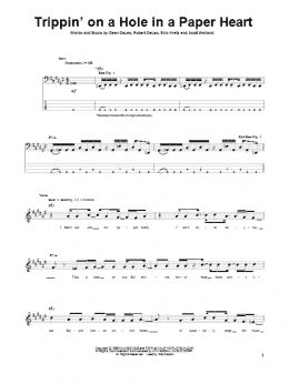 page one of Trippin' On A Hole In A Paper Heart (Bass Guitar Tab)