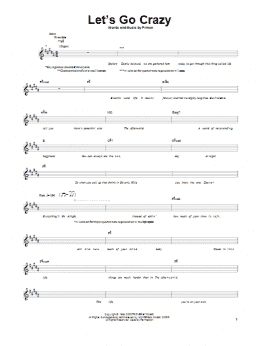 page one of Let's Go Crazy (Bass Guitar Tab)
