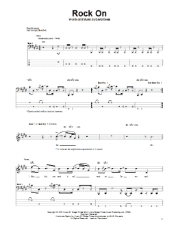 page one of Rock On (Bass Guitar Tab)