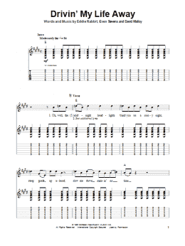 page one of Drivin' My Life Away (Guitar Tab (Single Guitar))