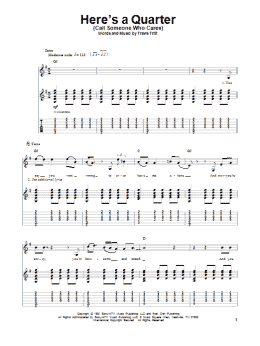 page one of Here's A Quarter (Call Someone Who Cares) (Guitar Tab (Single Guitar))