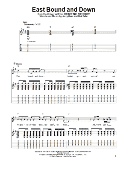 page one of East Bound And Down (Guitar Tab (Single Guitar))