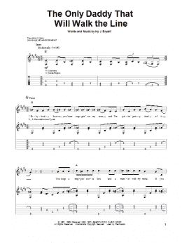 page one of The Only Daddy That Will Walk The Line (Guitar Tab (Single Guitar))