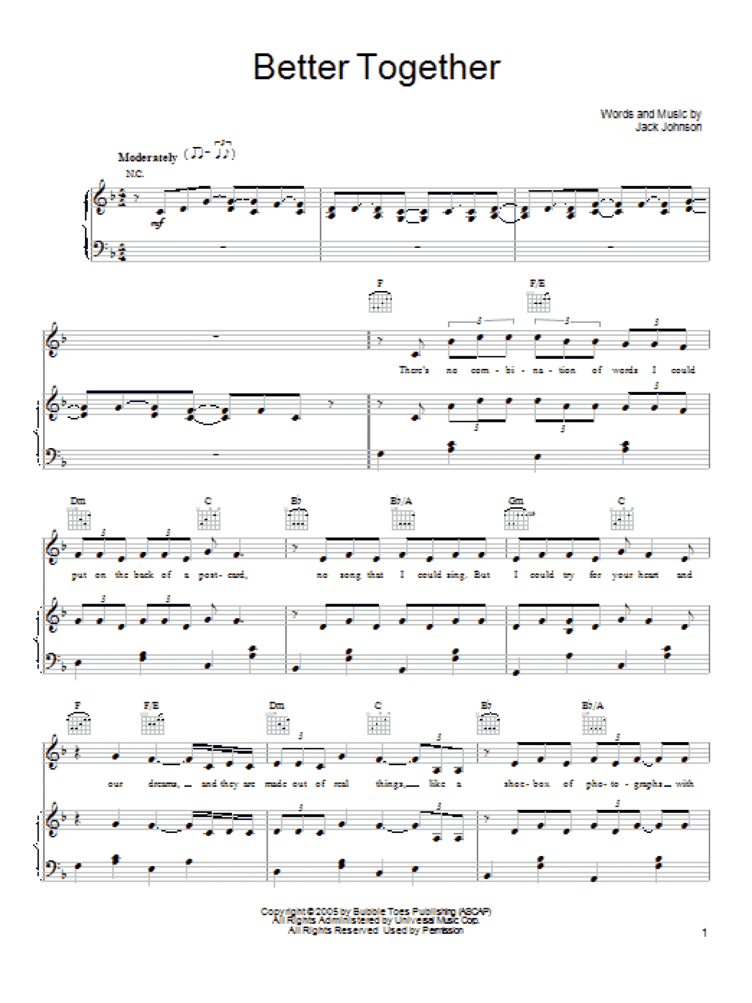 Better Together (Piano, Vocal & Guitar Chords (Right-Hand Melody))