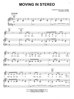 page one of Moving In Stereo (Piano, Vocal & Guitar Chords (Right-Hand Melody))