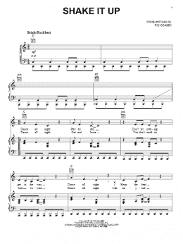 page one of Shake It Up (Piano, Vocal & Guitar Chords (Right-Hand Melody))