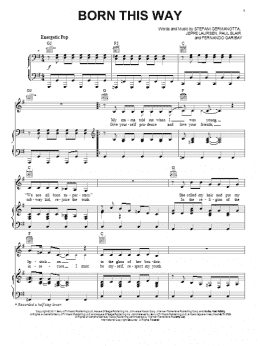 page one of Born This Way (Piano, Vocal & Guitar Chords (Right-Hand Melody))