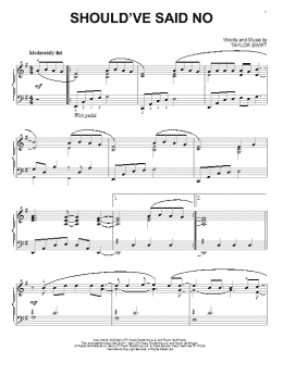 page one of Should've Said No (Piano Solo)