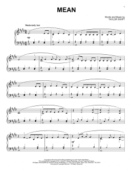 page one of Mean (Piano Solo)