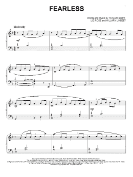 page one of Fearless (Piano Solo)