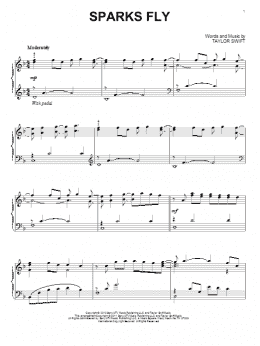 page one of Sparks Fly (Piano Solo)