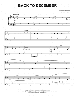 page one of Back To December (Piano Solo)
