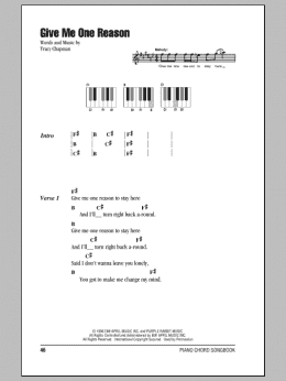 page one of Give Me One Reason (Piano Chords/Lyrics)