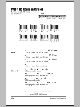 page one of Will It Go Round In Circles (Piano Chords/Lyrics)