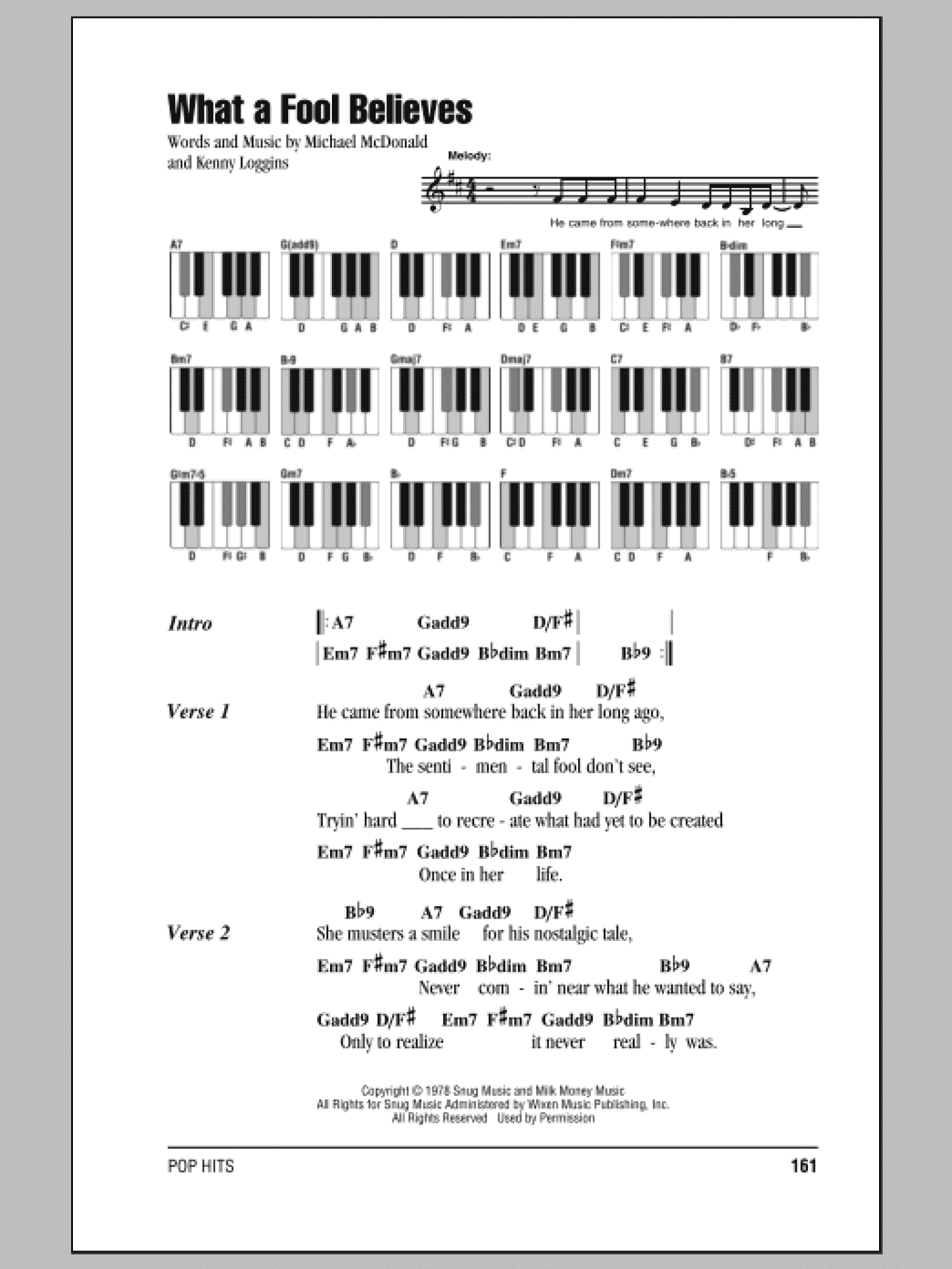 What A Fool Believes (Piano Chords/Lyrics)