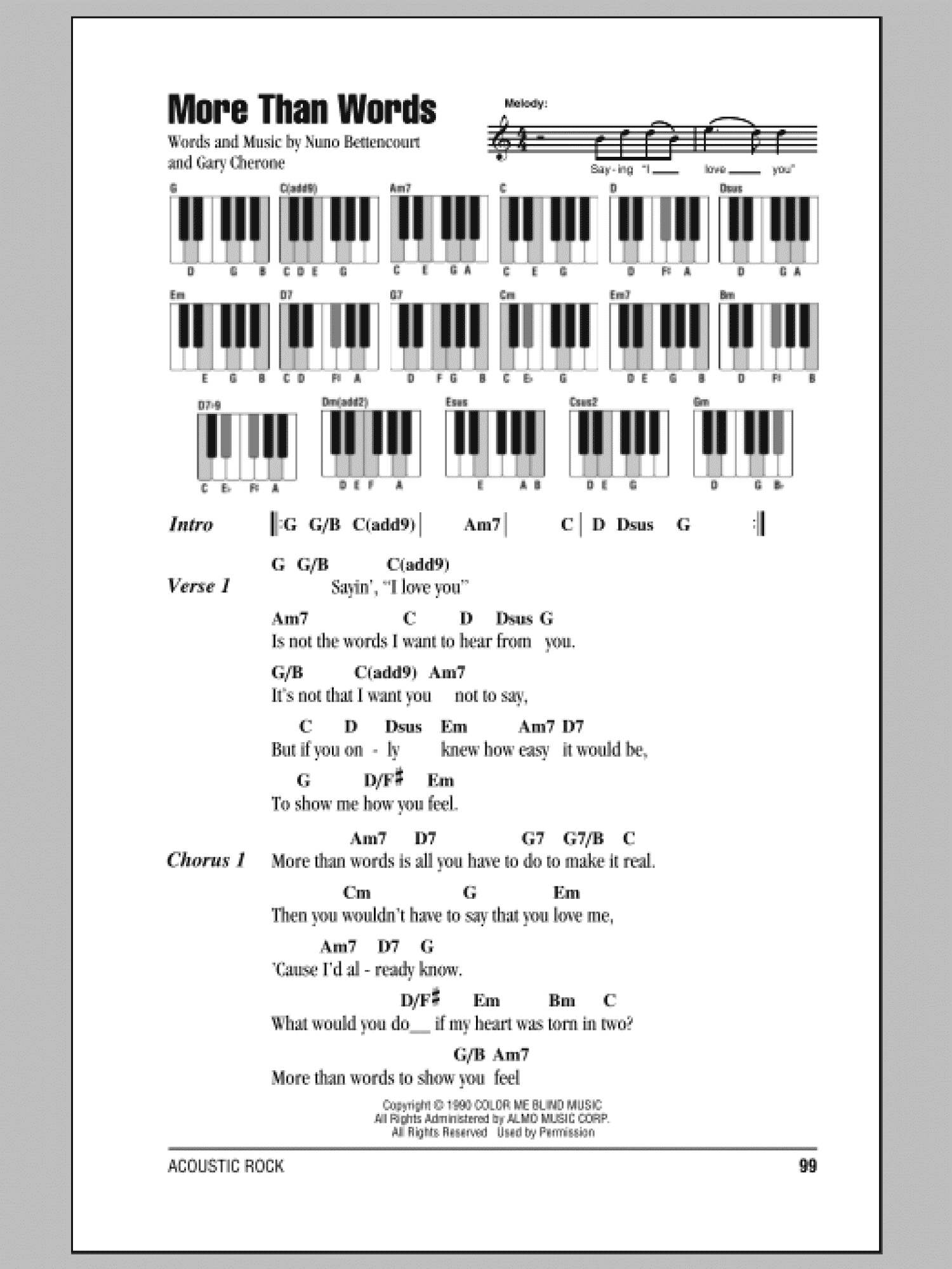 More Than Words (Piano Chords/Lyrics)