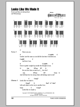 page one of Looks Like We Made It (Piano Chords/Lyrics)