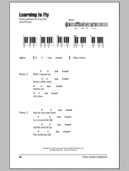 page one of Learning To Fly (Piano Chords/Lyrics)