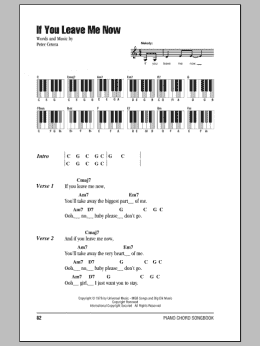 page one of If You Leave Me Now (Piano Chords/Lyrics)