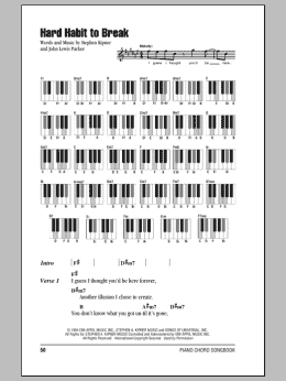 page one of Hard Habit To Break (Piano Chords/Lyrics)