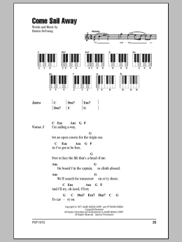 page one of Come Sail Away (Piano Chords/Lyrics)