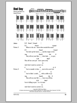 page one of Bad Day (Piano Chords/Lyrics)