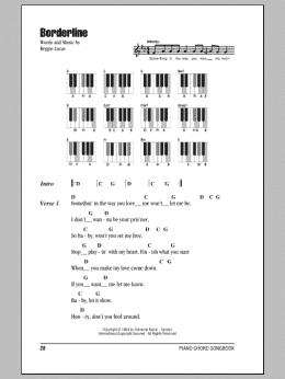 page one of Borderline (Piano Chords/Lyrics)