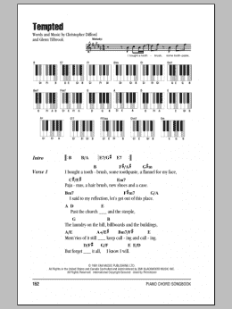 page one of Tempted (Piano Chords/Lyrics)