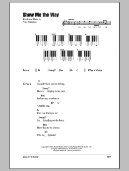 page one of Show Me The Way (Piano Chords/Lyrics)